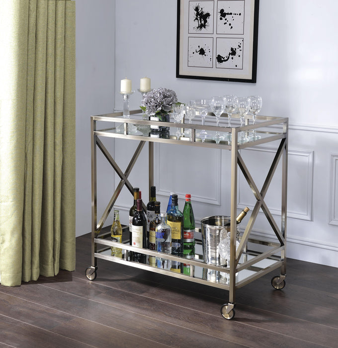 Kristensen Antique Gold & Mirror Serving Cart - Marjories Furniture (Las Vegas, NV)