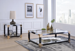 Lafty White Brushed & Clear Glass Coffee Table - Marjories Furniture (Las Vegas, NV)