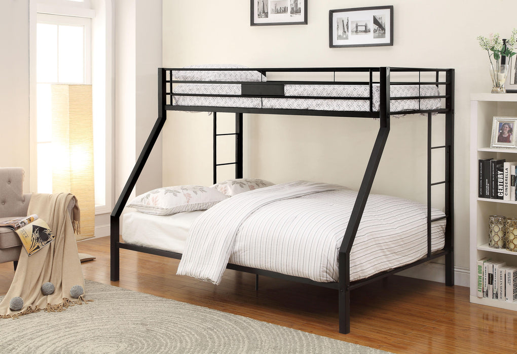Limbra Sandy Black Bunk Bed (Twin XL/Queen) - Marjories Furniture (Las Vegas, NV)