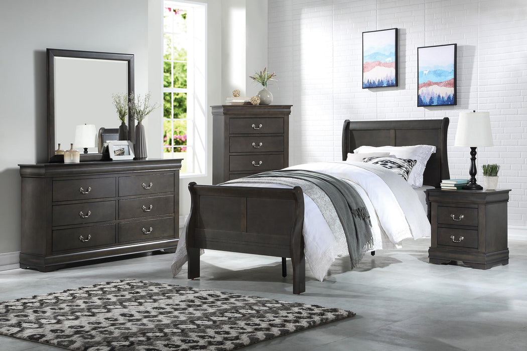 Louis Philippe Dark Gray Twin Bed - Marjories Furniture (Las Vegas, NV)