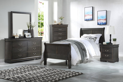 Louis Philippe Dark Gray Twin Bed - Marjories Furniture (Las Vegas, NV)