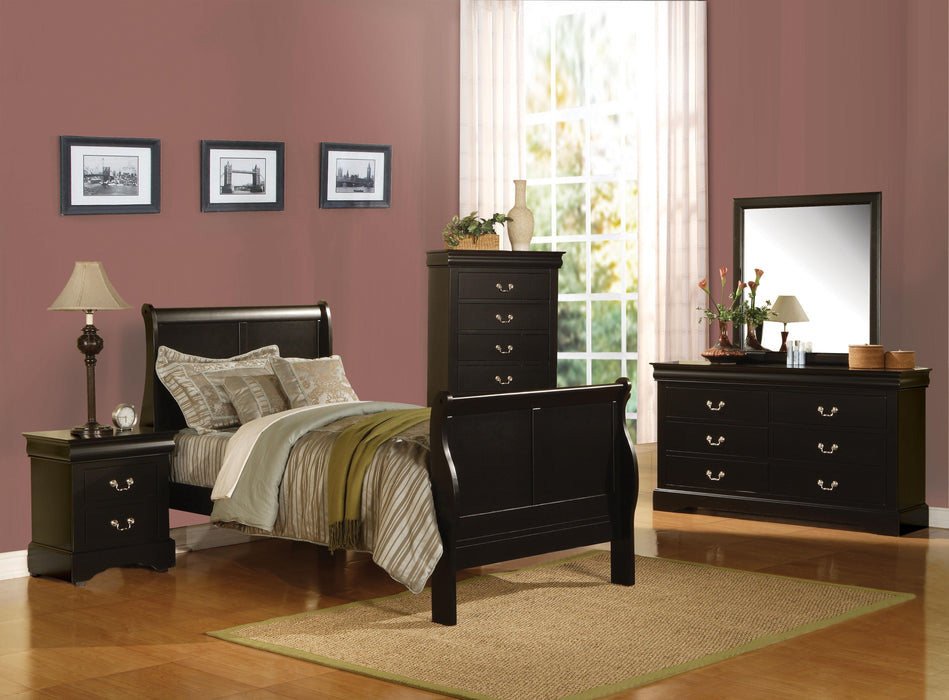 Louis Philippe III Black Twin Bed - Marjories Furniture (Las Vegas, NV)