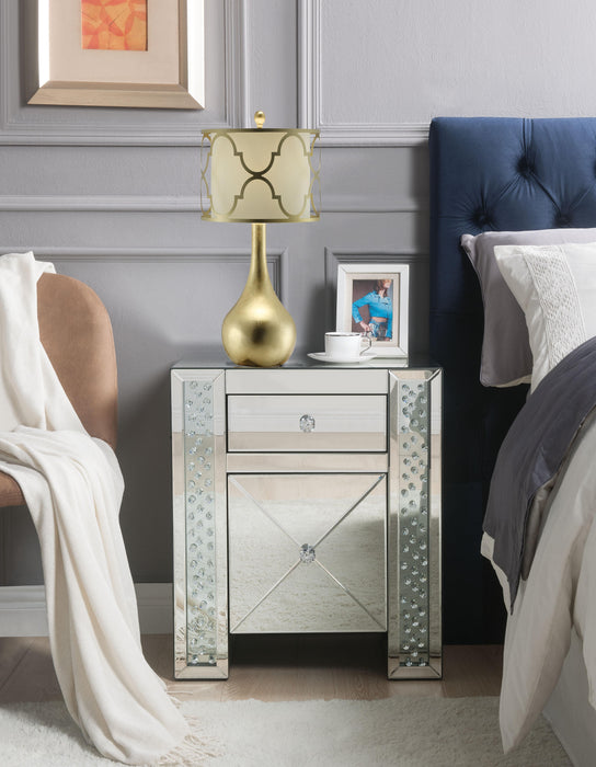 Maisha Mirrored & Faux Crystals Accent Table - Marjories Furniture (Las Vegas, NV)
