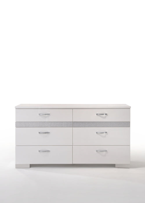 Naima II White High Gloss Dresser - Marjories Furniture (Las Vegas, NV)