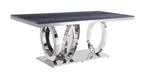 Nasir Gray Printed Faux Marble & Mirrored Silver Finish Dining Room Table - Marjories Furniture (Las Vegas, NV)