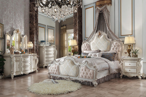 Picardy Fabric & Antique Pearl Eastern King Bed - Marjories Furniture (Las Vegas, NV)