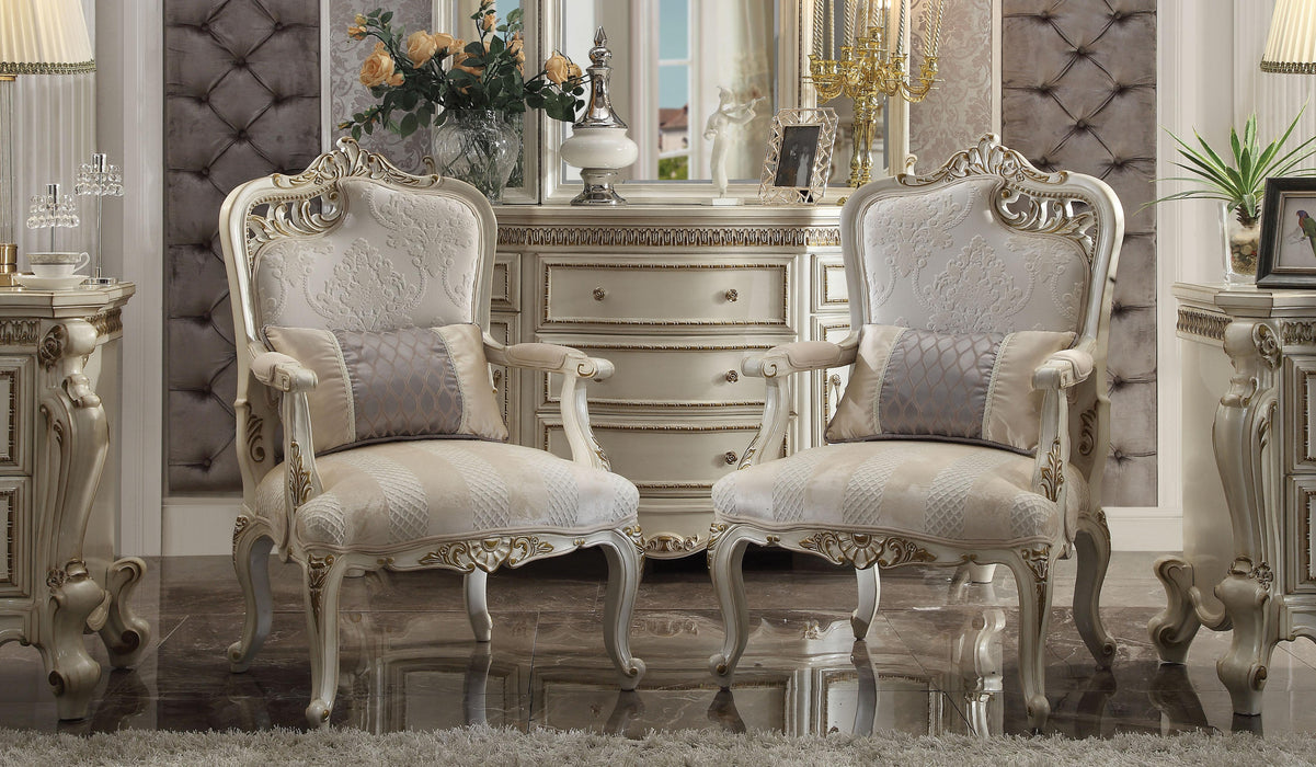 Picardy Fabric & Antique Pearl Chair & 1 Pillow - Marjories Furniture (Las Vegas, NV)