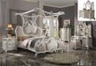Picardy Fabric & Antique Pearl Eastern King Bed (Canopy) - Marjories Furniture (Las Vegas, NV)