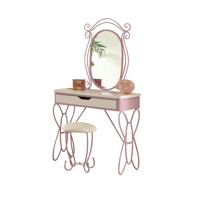 Priya II White & Light Purple Vanity Set - Marjories Furniture (Las Vegas, NV)
