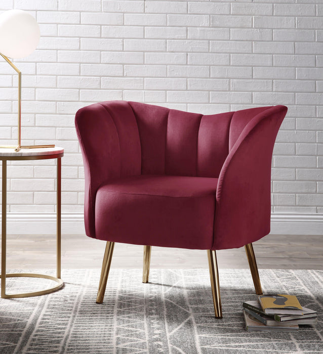 Reese Burgundy Velvet & Gold Accent Chair - Marjories Furniture (Las Vegas, NV)