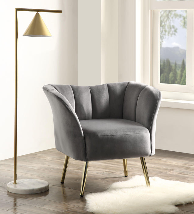 Reese Gray Velvet & Gold Accent Chair - Marjories Furniture (Las Vegas, NV)