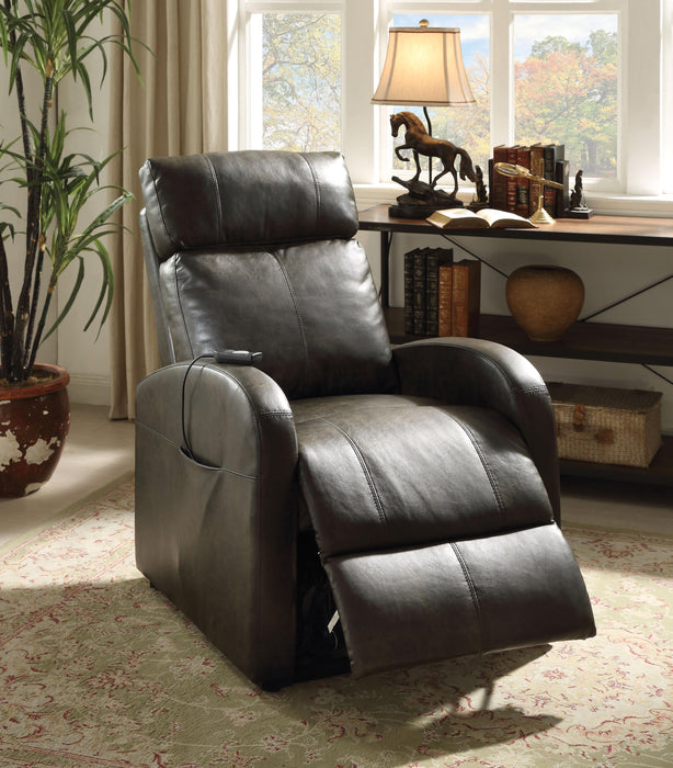 Ricardo Dark Gray PU Recliner w/Power Lift - Marjories Furniture (Las Vegas, NV)