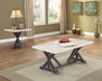 Romina White Marble & Weathered Espresso Coffee Table - Marjories Furniture (Las Vegas, NV)
