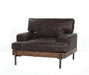 Silchester Oak & Distress Chocolate Top Grain Leather Chair - Marjories Furniture (Las Vegas, NV)