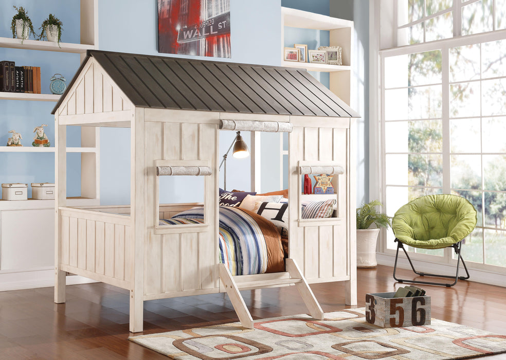 Spring Cottage Weathered White & Washed Gray Full Bed - Marjories Furniture (Las Vegas, NV)