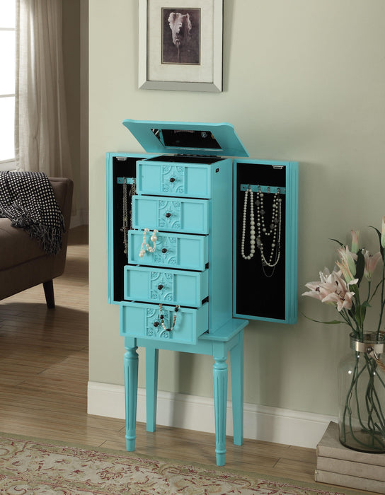 Tammy Light Blue Jewelry Armoire - Marjories Furniture (Las Vegas, NV)
