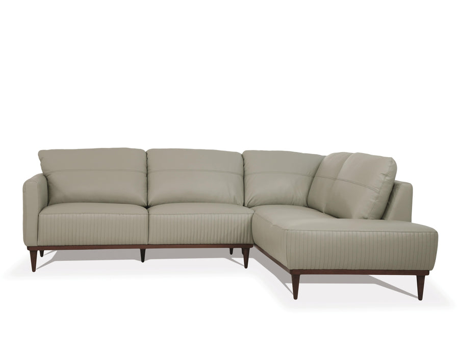 Tampa Airy Green Leather Sectional Sofa - Marjories Furniture (Las Vegas, NV)