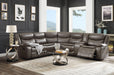 Tavin Taupe Leather-Aire Match Sectional Sofa (Motion) - Marjories Furniture (Las Vegas, NV)