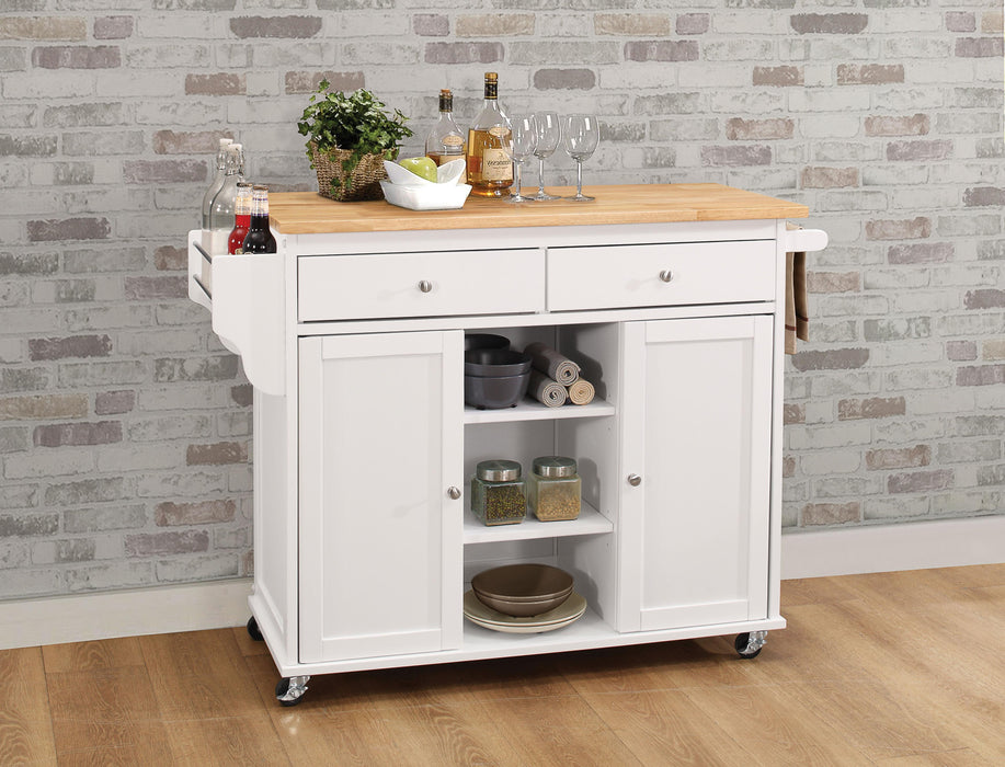 Tullarick Natural & White Kitchen Cart - Marjories Furniture (Las Vegas, NV)