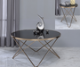 Valora Champagne & Black Glass Coffee Table - Marjories Furniture (Las Vegas, NV)