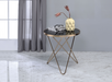 Valora Champagne & Black Glass End Table - Marjories Furniture (Las Vegas, NV)