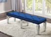 Varian Blue Velvet & Mirrored Bench - Marjories Furniture (Las Vegas, NV)