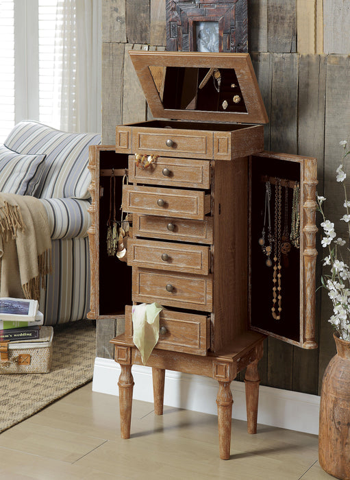 Taline Weathered Oak Jewelry Armoire - Marjories Furniture (Las Vegas, NV)