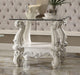Versailles Bone White & Clear Glass End Table - Marjories Furniture (Las Vegas, NV)