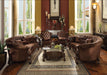 Versailles Brown Velvet & Cherry Oak Sofa w/5 Pillows - Marjories Furniture (Las Vegas, NV)