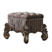 Versailles Fabric & Antique Platinum Vanity Stool - Marjories Furniture (Las Vegas, NV)