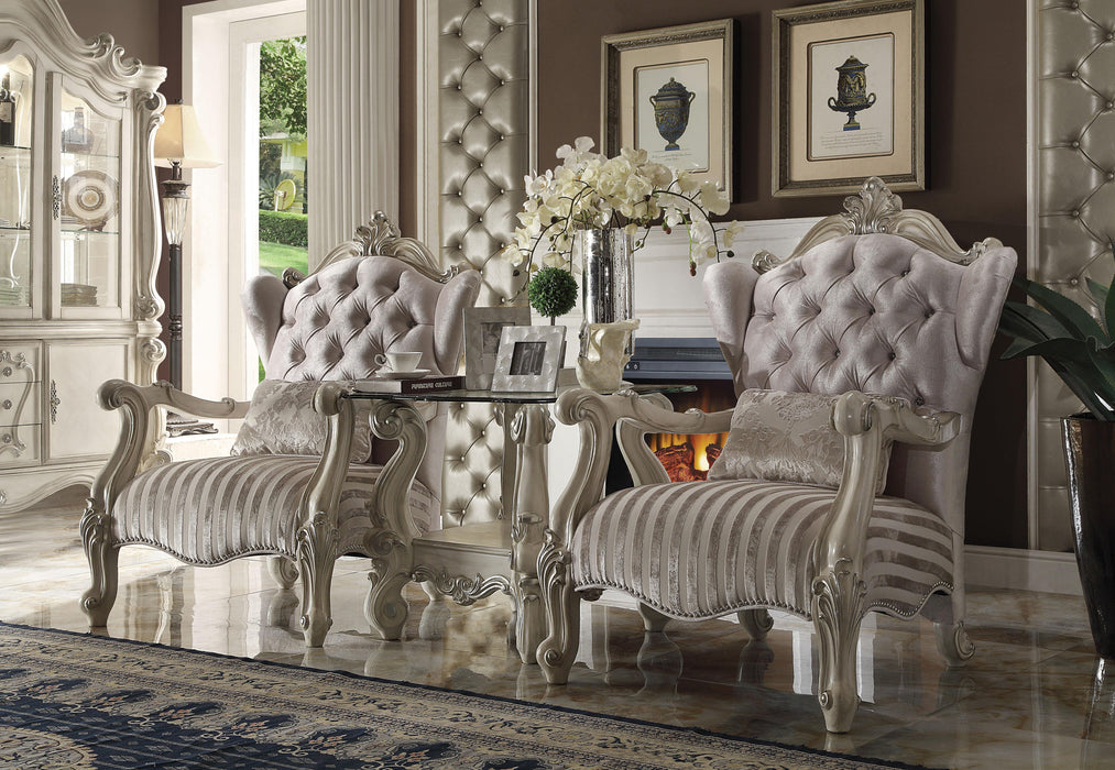 Versailles Ivory Velvet & Bone White Chair & 1 Pillow - Marjories Furniture (Las Vegas, NV)