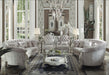 Versailles Ivory Velvet & Bone White Sofa w/5 Pillows - Marjories Furniture (Las Vegas, NV)