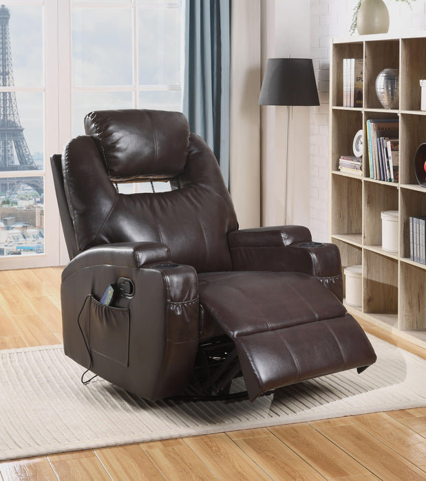 Waterlily Brown PU Rocker Recliner (Motion) - Marjories Furniture (Las Vegas, NV)