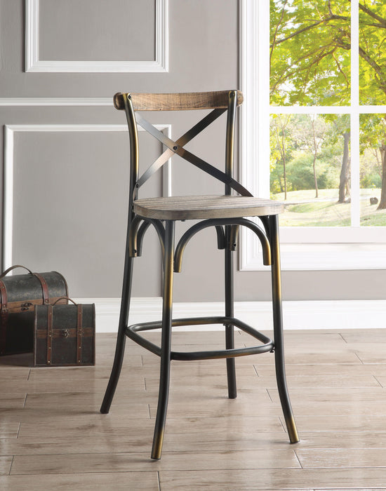 Zaire Antique Copper & Antique Oak Bar Chair (1Pc) - Marjories Furniture (Las Vegas, NV)