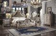 Dresden Vintage Bone White & PU Eastern King Bed - Marjories Furniture (Las Vegas, NV)
