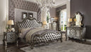 Versailles II Silver PU & Antique Platinum Queen Bed - Marjories Furniture (Las Vegas, NV)