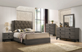 Avantika Fabric & Rustic Gray Oak Eastern King Bed - Marjories Furniture (Las Vegas, NV)