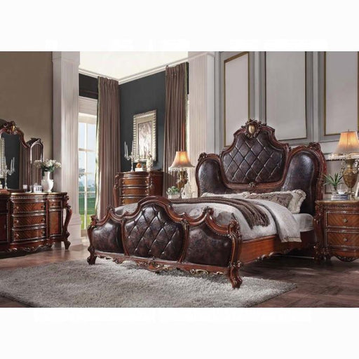 Picardy PU & Cherry Oak Eastern King Bed - Marjories Furniture (Las Vegas, NV)