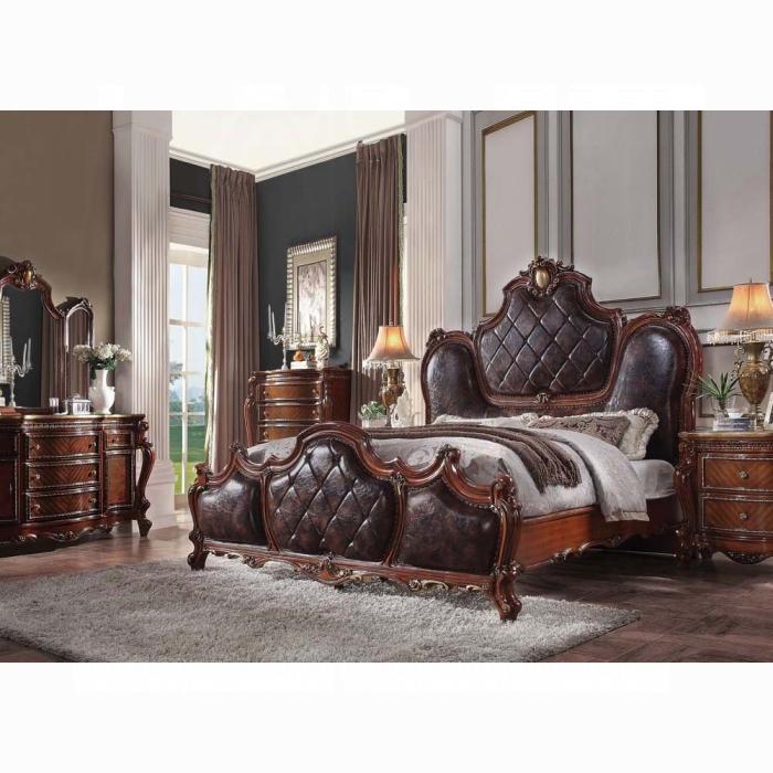 Picardy PU & Cherry Oak Eastern King Bed - Marjories Furniture (Las Vegas, NV)