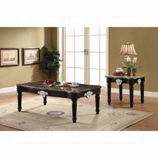 Ernestine Marble & Black Coffee Table - Marjories Furniture (Las Vegas, NV)