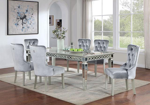 ADALIA Wingback Chair (2/CTN), Silver/Dark Gray - Marjories Furniture (Las Vegas, NV)