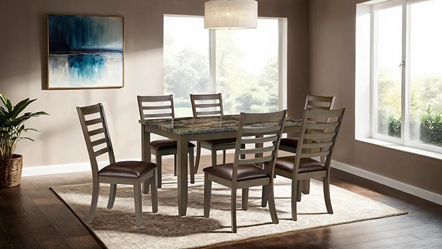 Adia 7 Pc Dinning Table Set Grey & Brown - Marjories Furniture (Las Vegas, NV)