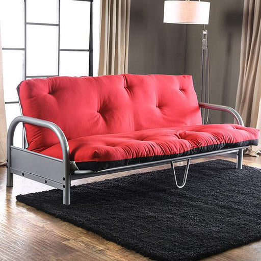 Aksel Black/Red Futon Mattress, Black, Red & Gray - Marjories Furniture (Las Vegas, NV)