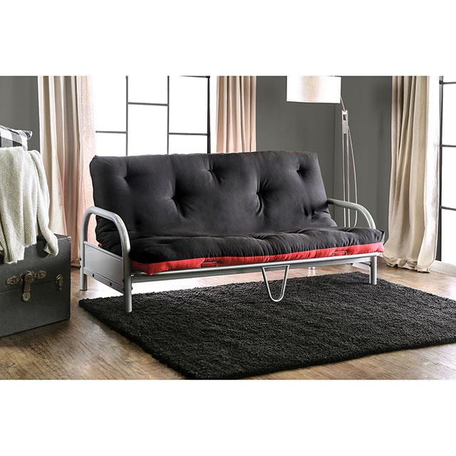 Aksel Black/Red Futon Mattress, Black, Red & Gray - Marjories Furniture (Las Vegas, NV)