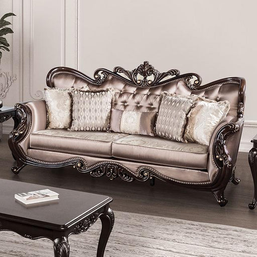 Albacete Sofa Campage & Walnut - Marjories Furniture (Las Vegas, NV)