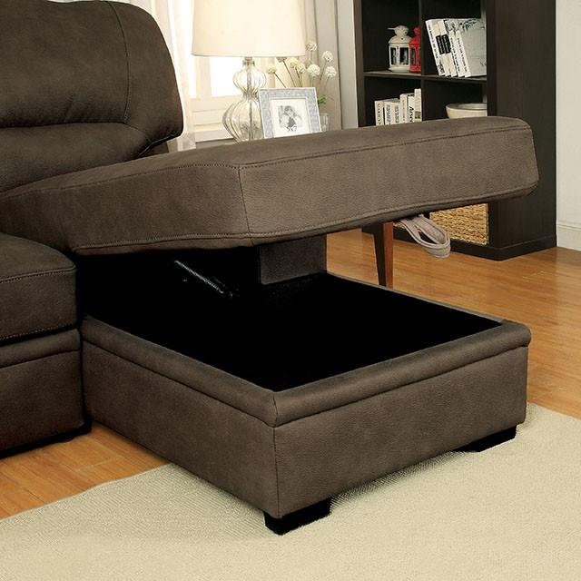 ALCESTER Brown & Gray Sectional w/ Sleeper, Ash - Marjories Furniture (Las Vegas, NV)