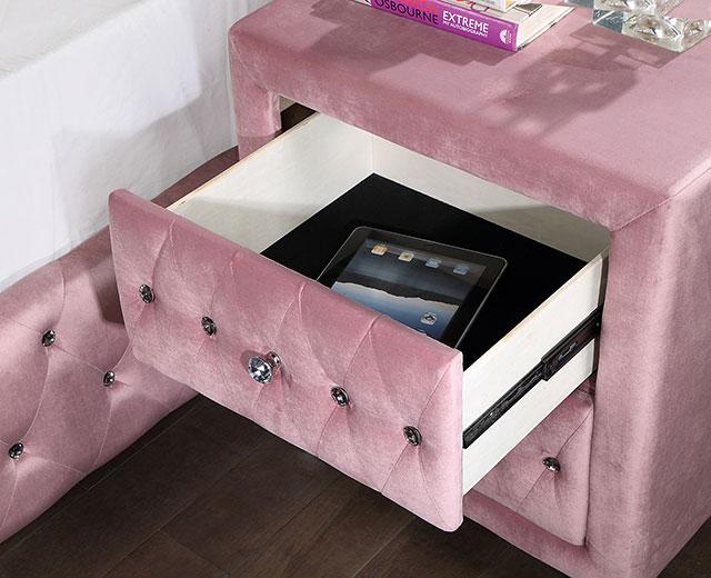 ZOHAR Night Stand, Pink - Marjories Furniture (Las Vegas, NV)