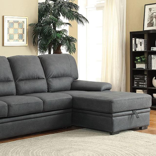 ALCESTER Brown & Gray Sectional w/ Sleeper, Ash - Marjories Furniture (Las Vegas, NV)