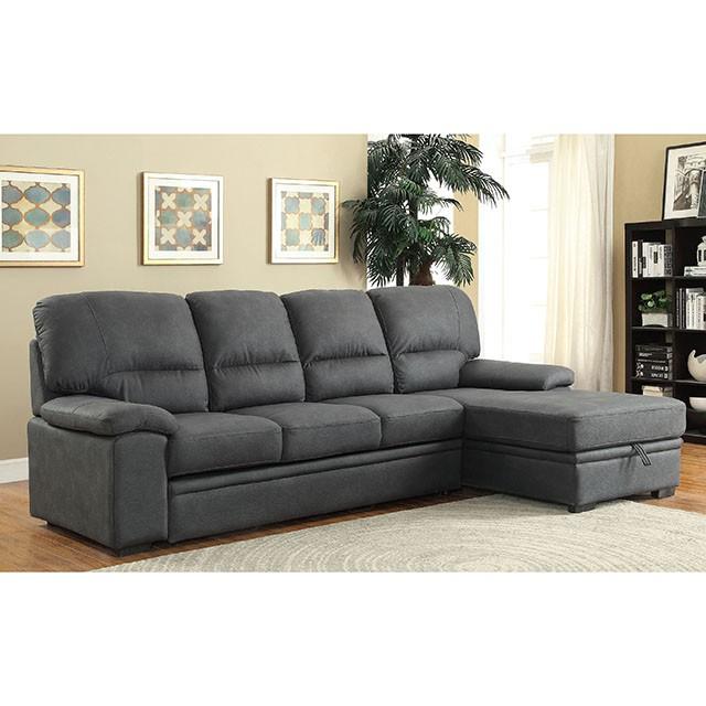 ALCESTER Brown & Gray Sectional w/ Sleeper, Ash - Marjories Furniture (Las Vegas, NV)