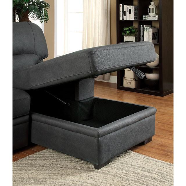 ALCESTER Brown & Gray Sectional w/ Sleeper, Ash - Marjories Furniture (Las Vegas, NV)